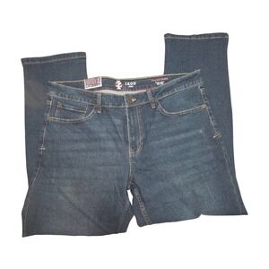 IZOD Saltwater Comfort Stretch Jeans Mens 36x30 Straight Fit Dark Blue Denim NEW